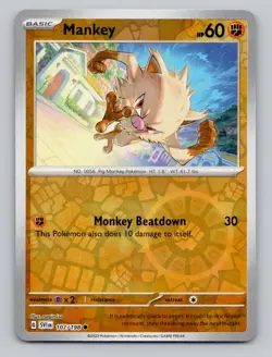 Reverse Holo Mankey 107/198 Common Scarlet & Violet Pokemon - Image 1