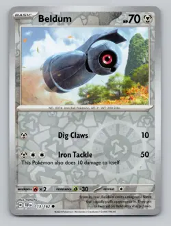 Reverse Holo Beldum 113/162 Common Temporal Forces Pokemon - Image 1