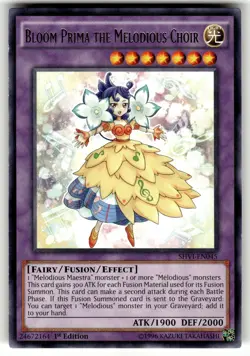 YuGiOh Shining Victories Card SHVI-EN045 R Bloom Prima the Melodious Choir - Image 1