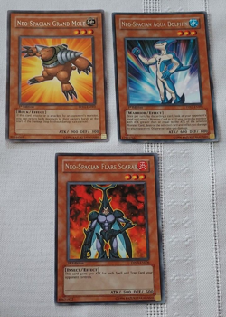 YuGiOh Neo-Spacian Grand Mole, Flare Scarab, Aqua Dolphin 1st Edition Lot x 3 - Image 3