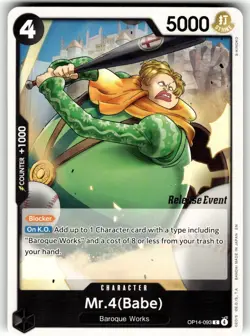 One Piece The Azure Sea's Seven Release Event Card OP14-093 Mr.4 (Babe) - Image 1