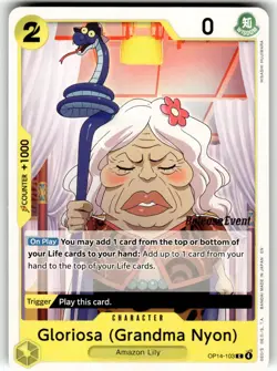 One Piece The Azure Sea's Seven Release Event Card OP14-103 Gloriosa (Grandma Ny - Image 1
