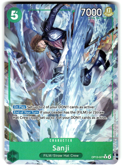 One Piece Carrying On His Will Card OP13-027 Sanji Alternate Art - Image 1