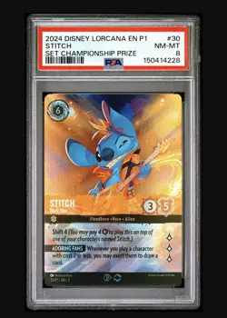 2024 DISNEY LORCANA EN P1-PROMO #30 STITCH - ROCK STAR PSA 8 - Image 1