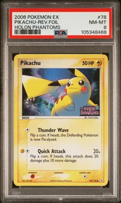 Pikachu Reverse Foil #78 PSA 8 - 2006 Pokemon Ex Holon Phantoms - Image 1