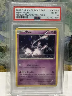 2017 Pokemon Mew Holo XY192 PSA 8 NM-MT (Small Half Swirl) Black Star Promo - Image 1