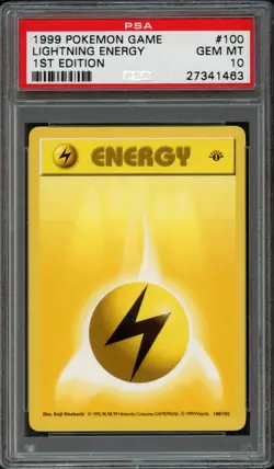 1999 Pokemon Base Set 1st Edition Lightning Energy 100/102 PSA 10 Gem Mint - Image 1