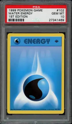 1999 Pokemon Base Set 1st Edition Water Energy 102/102 PSA 10 Gem Mint - Image 1
