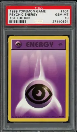 1999 Pokemon Base Set 1st Edition Psychic Energy 101/102 PSA 10 Gem Mint - Image 1