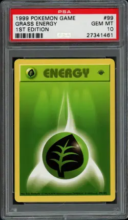 1999 Pokemon Base Set 1st Edition Grass Energy 99/102 PSA 10 Gem Mint - Image 1