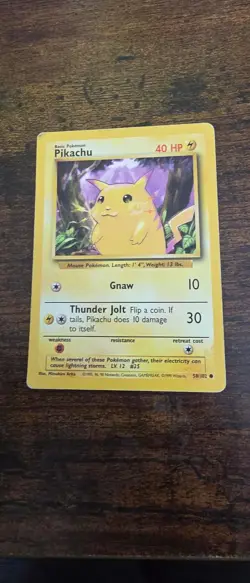 Pikachu 58/102 Common Base Set Unlimited Pokemon Moderately Played - Image 1