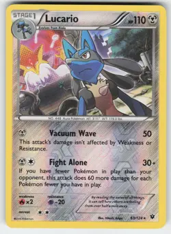 Lucario 63/124 Holo Rare Fates Collide Pokemon Reverse Holo Near Mint - Image 1