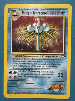 Pokemon TCG Misty's Tentacruel Gym Heroes Holo Card 10/132 Unlimited Rare HP - Image 1