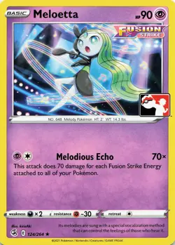 Pokemon Meloetta Normal Prize Pack Series Cards #124/264 NM - Image 1