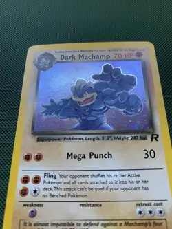 VINTAGE Dark Machamp TCG 10/82 Team Rocket Holo Rare Pokemon Card LP - Image 2