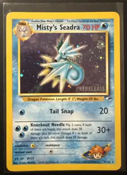 Pokemon TCG Misty's Seadra Prerelease Holo Card 9/132 Promo - Image 1