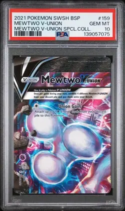 2021 POKEMON SWSH BLACK STAR PROMO #159 MEWTWO V-UNION PSA 10 - Image 1