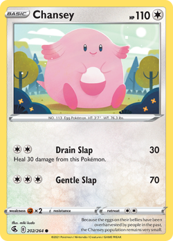 Chansey 202/264 C Fusion Strike Pokemon Reverse Holo NM/M - Image 1