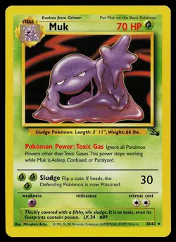 Pokemon Card - Muk Fossil 28/62 Rare - Image 1