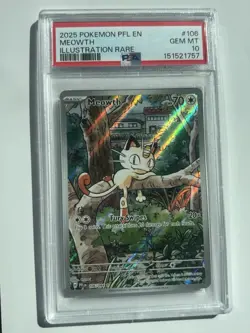 2025 POKEMON PFL EN-PHANTASMAL FLAMES ILLUSTRATION RARE #106 MEOWTH PSA 10 - Image 1
