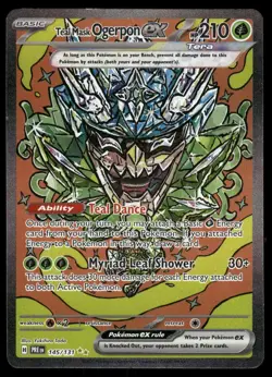 Teal Mask Ogerpon ex 145/131 Holo Prismatic Evolutions Pokemon NM - Image 1