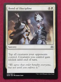 Magic The Gathering WAR OF THE SPARK BOND OF DISCIPLINE white card MTG - Image 1