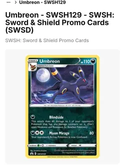 Umbreon SWSH129 SWSH: Sword & Shield Promo Cards Holo - Image 2