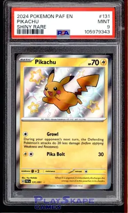 Pokemon Card PSA 9 Pikachu 131/091 Paldean Fates Shiny Holo Foil Rare 2024 - Image 1