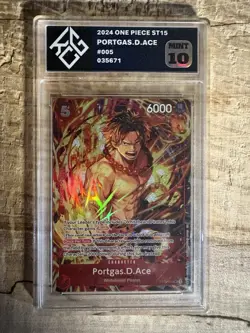 2024 One Piece CCG ST15-005 Portgas D Ace Holo Graded King Card Grading 10 - Image 1