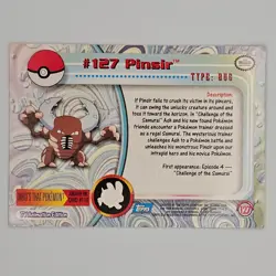 Pokemon Card - Pinsir Topps TV Animation Edition 127 Blue Logo - Image 2