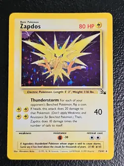 Pokemon TCG Zapdos Fossil Holo Rare Card - Image 1