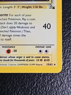 Pokemon TCG Zapdos Fossil Holo Rare Card - Image 4