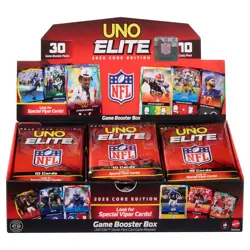 Mattel Uno Elite Nfl Game Booster Box 30 Packs 10 Cards Each - Image 1