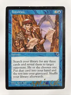 Intuition Tempest HP Heavy Play Signed April Lee MTG Magic The Gathering - Image 1