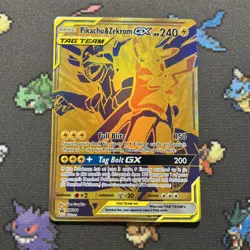Pikachu and Zekrom GX SM248 NM -Gold Pokemon Card- Black Star Promo (4z) - Image 1