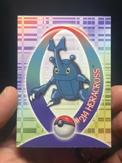 Topps Pokemon Johto Series 1 Sticker Card #214 Heracross 49 Of 62 Dmg - Image 1