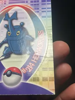 Topps Pokemon Johto Series 1 Sticker Card #214 Heracross 49 Of 62 Dmg - Image 2