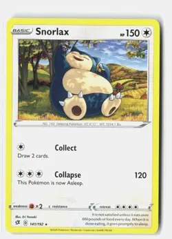 Snorlax 141/192 Rare Rebel Clash Pokemon Lightly Played Eri Yamaki - Image 1