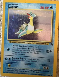 Pokemon TCG Lapras 10/62 Fossil Holo Rare Unlimited English 80 HP - Image 1