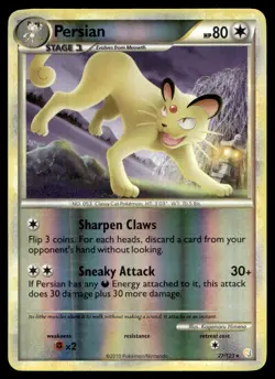 Persian HeartGold SoulSilver Reverse Holo 27/123 Pokemon TCG - Image 1