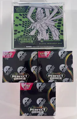 Pokemon Center Mega Evolution Perfect Order Elite Trainer Box + 3 booster boxes - Image 1