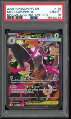 2025 Pokemon PSA 10 Mega Lopunny EX SIR Phantasmal Flames #128 - Image 1
