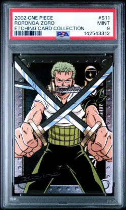 PSA 9 2002 ONE PIECE ETCHING CARD COLLECTION #S11 RORONOA ZORO - Image 1