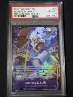 2025 ONE PIECE OP05-119 MONKEY D. LUFFY ENGLISH 2ND ANNIVERSARY PROMO PSA 10 💎 - Image 1