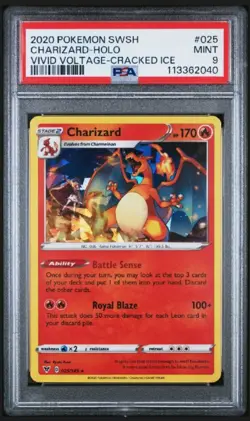 2020 POKEMON SWORD & SHIELD VIVID VOLTAGE CRACKED ICE #025 CHARIZARD-HOLO PSA 9 - Image 1