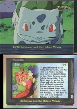 Pokemon Topps EP10 Bulbasaur and the Hidden Village TV Ani. Rainbow Foil Blue - Image 1