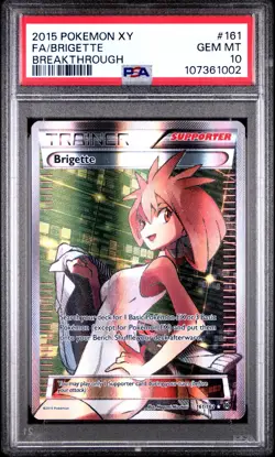2015 Pokemon XY Breakthrough Brigette 161/162 Full Art PSA 10 - Image 1
