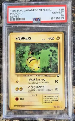 1998 Pokemon Japanese PIKACHU 25 Vending Series 1 PSA 10 GEM MINT - Image 1