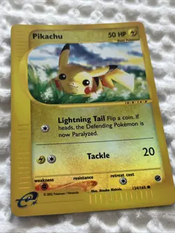 Pokemon Pikachu TCG Reverse Holo Card #124/165 Expedition E Series LP-MP - Image 3