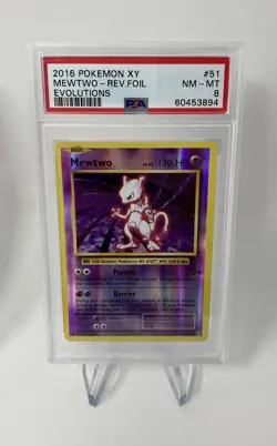 2016 Pokemon XY Mewtwo Reverse Foil Holo Evolutions 51 PSA 8 Near Mint-Mint Card - Image 1